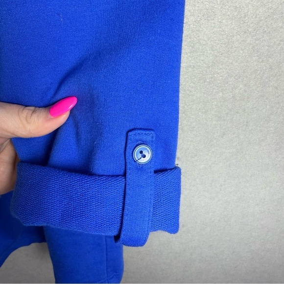 Kim Rogers Women’s Royal Blue Drawstring Collar Cardigan Roll Tab Sleeve size L - Picture 6 of 11